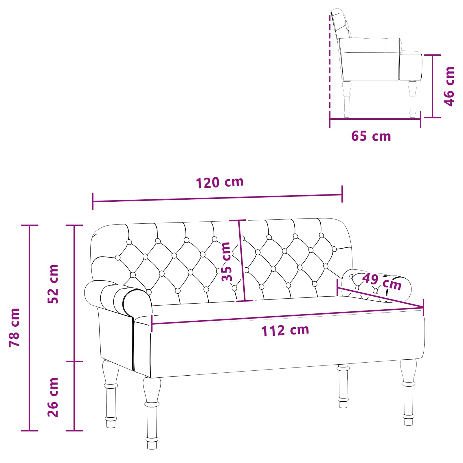 Love seat με κουμπιά Καφέ 120 x 65 x 78 εκ - Pakobazaar