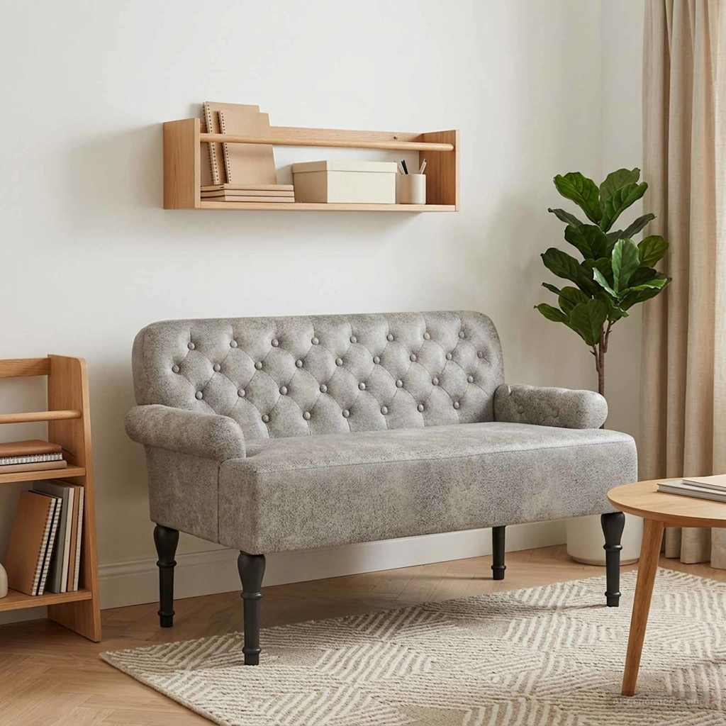 Love seat με κουμπιά Ανοιχτό γκρι 120 x 65 x 78 εκ - Pakobazaar
