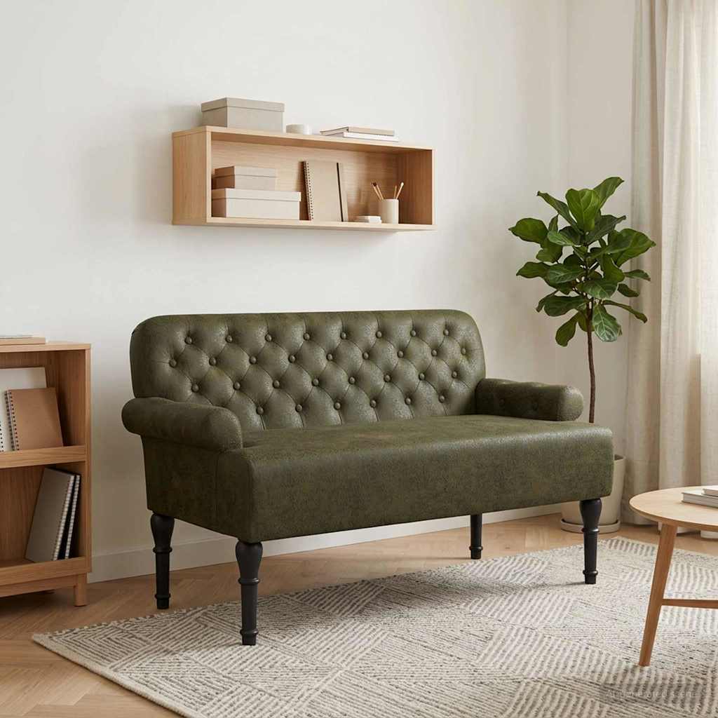 Love seat με κουμπιά Στρατιωτικό Πράσινο 120 x 65 x 78 εκ - Pakobazaar