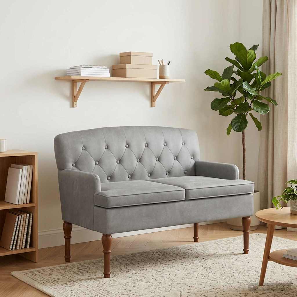 Love seat με κουμπιά Ανοιχτό γκρι 111 x 65 x 79 εκ Βελούδο