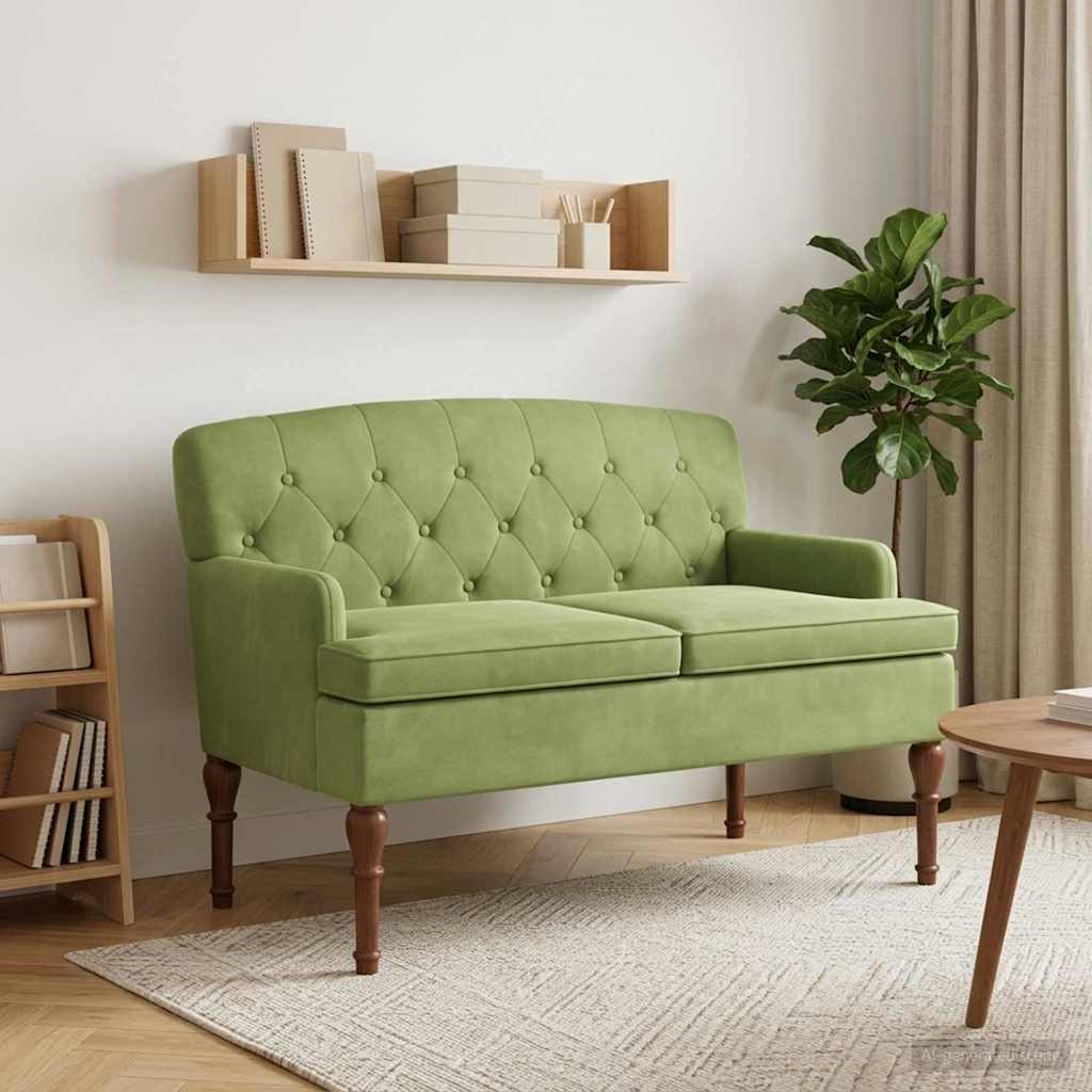 Love seat με κουμπιά Ανοιχτό Πράσινο 111 x 65 x 79 εκ Βελούδο - Pakobazaar