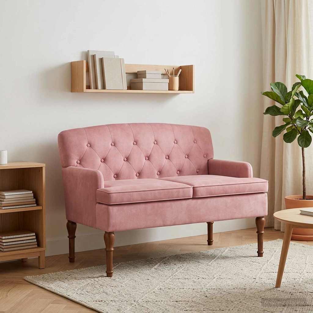Love seat με κουμπιά Ροζ 111 x 65 x 79 εκ Βελούδο