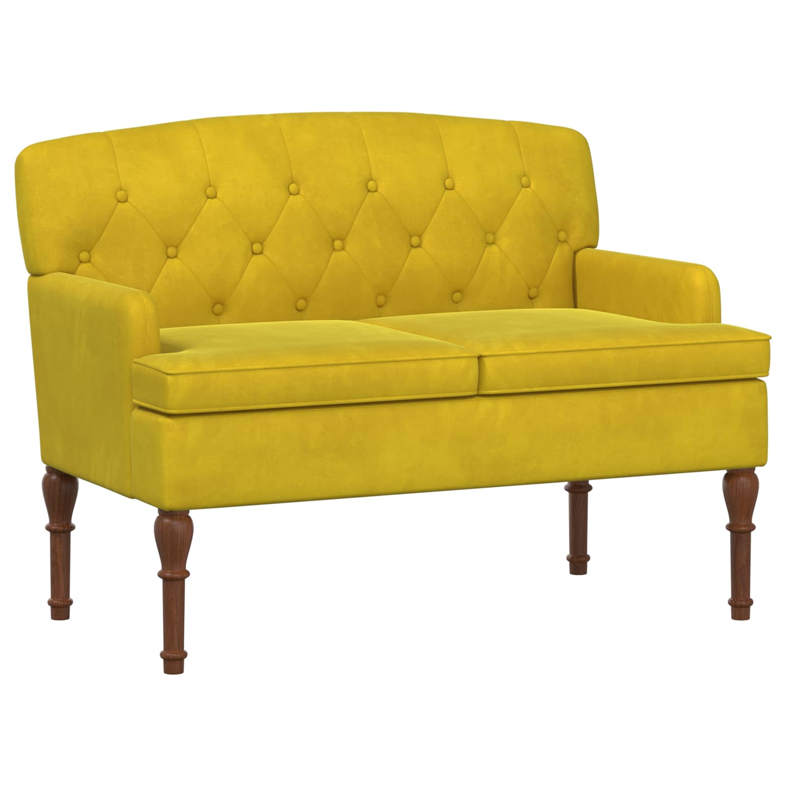 Love seat με κουμπιά Απαλό Κίτρινο 111 x 65 x 79 εκ Βελούδο - Pakobazaar