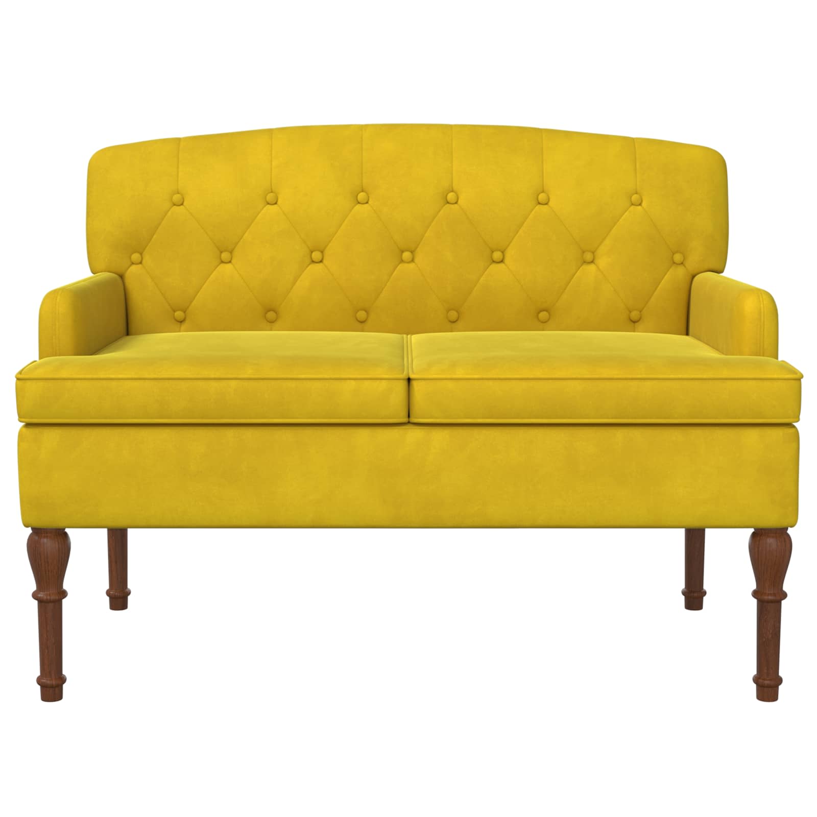 Love seat με κουμπιά Απαλό Κίτρινο 111 x 65 x 79 εκ Βελούδο - Pakobazaar