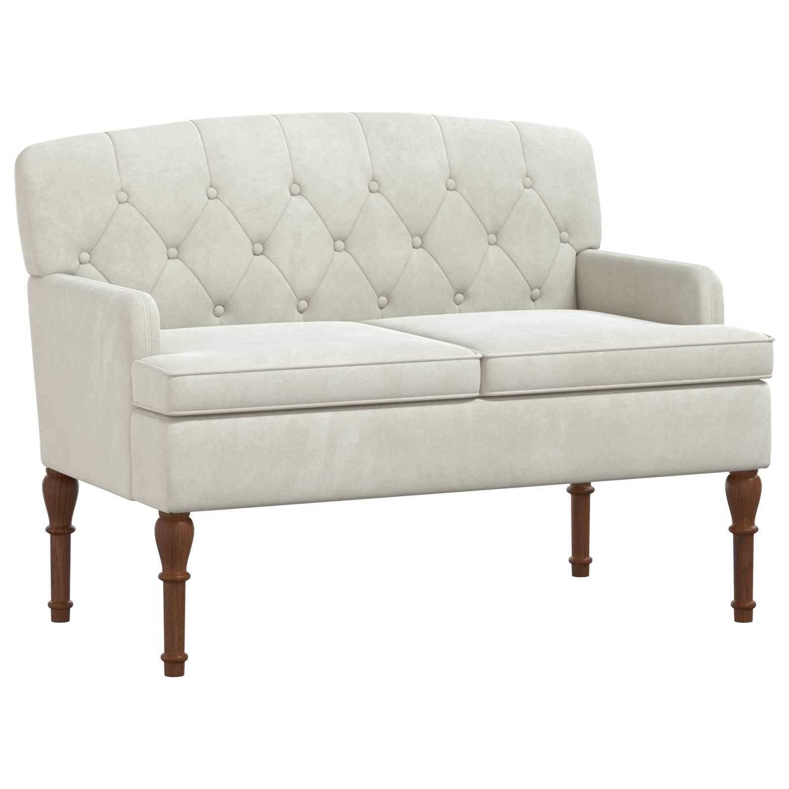 Love seat με κουμπιά Κρεμ 111 x 65 x 79 εκ Βελούδο - Pakobazaar