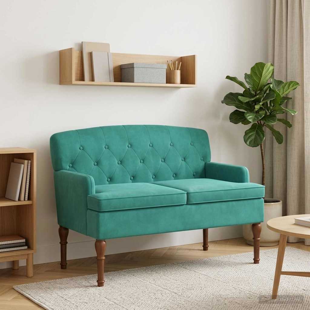 Love seat με κουμπιά Τιρκουάζ 111 x 65 x 79 εκ Βελούδο - Pakobazaar