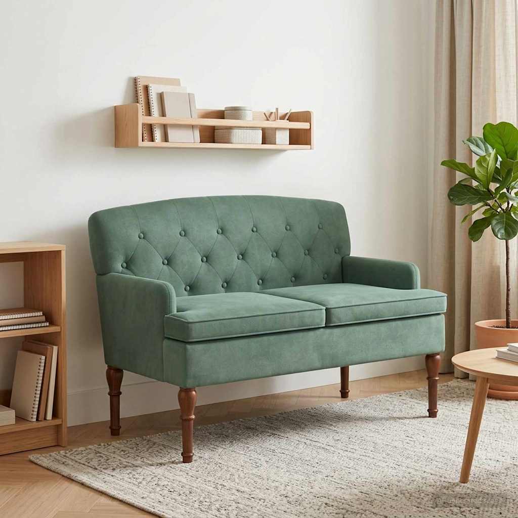 Love seat με κουμπιά Θαλασσί 111 x 65 x 79 εκ Βελούδο - Pakobazaar