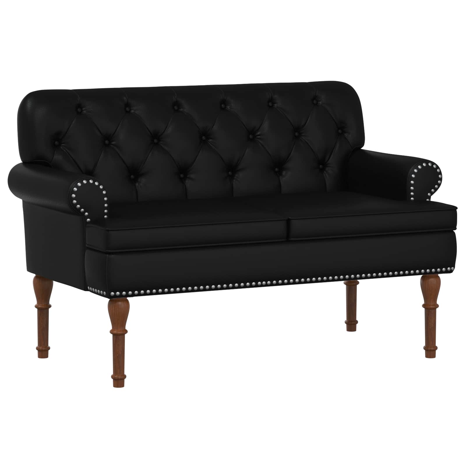 Love seat με κουμπιά Μαύρο 120 x 65 x 77 εκ Τεχνητό Δέρμα