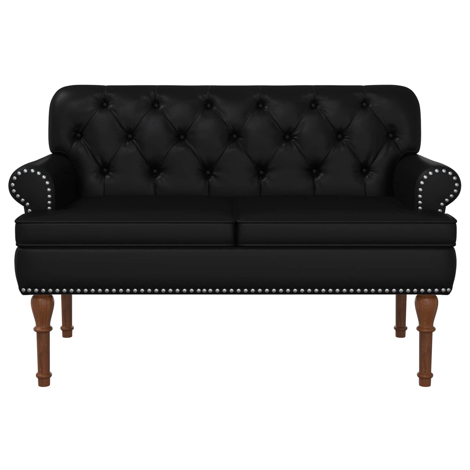 Love seat με κουμπιά Μαύρο 120 x 65 x 77 εκ Τεχνητό Δέρμα