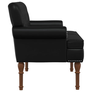 Love seat με κουμπιά Μαύρο 120 x 65 x 77 εκ Τεχνητό Δέρμα - Pakobazaar