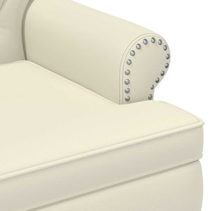 Love seat με κουμπιά Κρεμ 120 x 65 x 77 εκ Τεχνητό Δέρμα - Pakobazaar