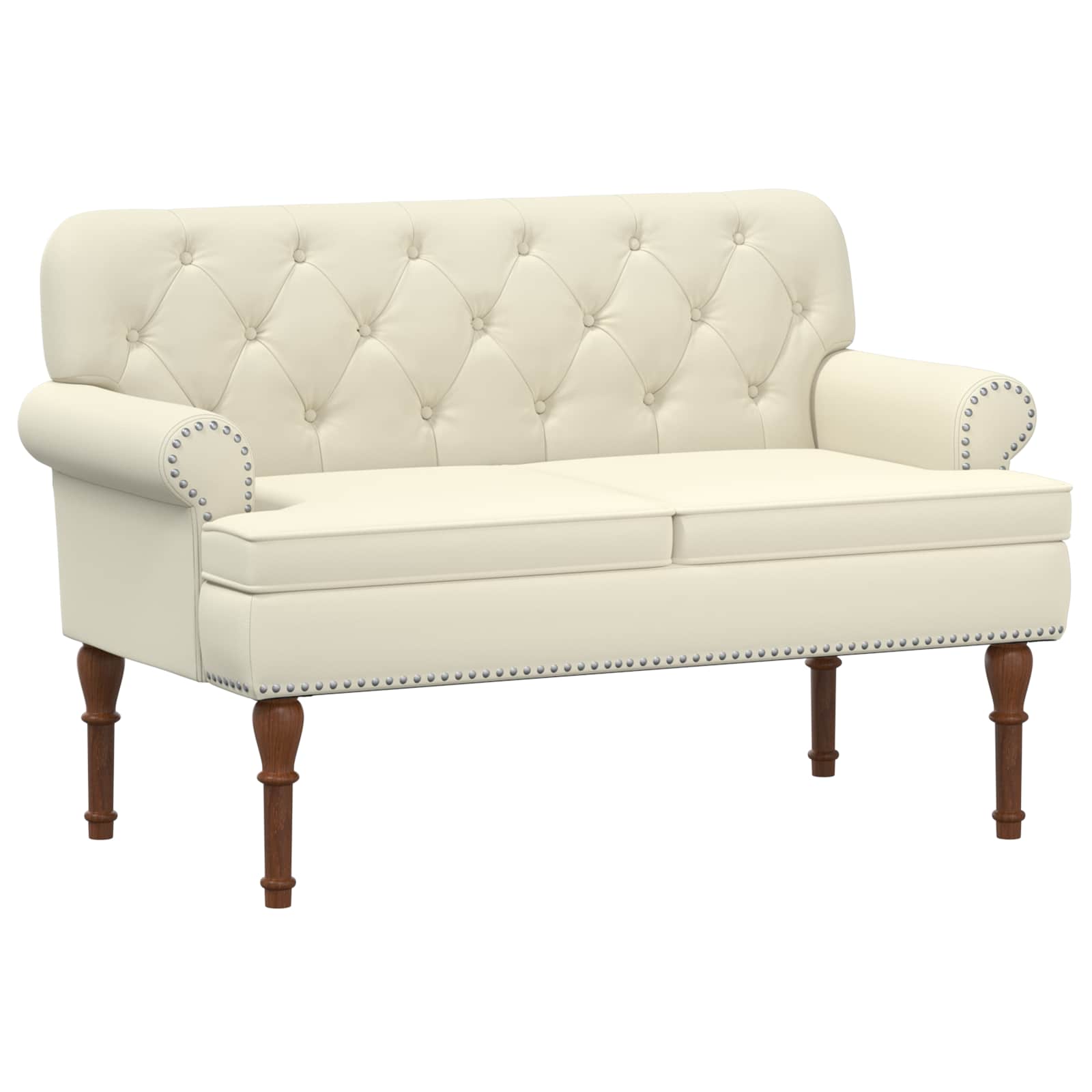 Love seat με κουμπιά Κρεμ 120 x 65 x 77 εκ Τεχνητό Δέρμα