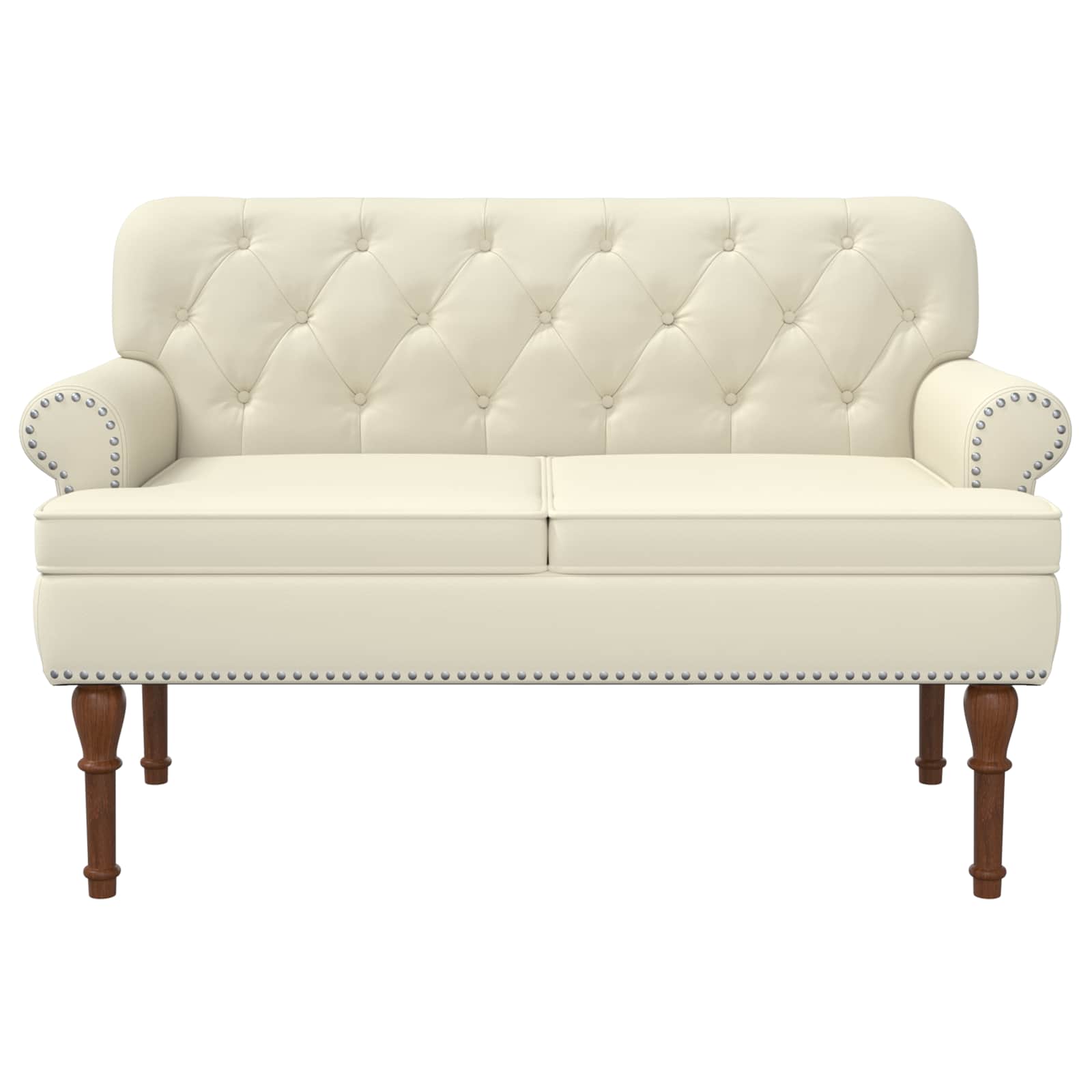 Love seat με κουμπιά Κρεμ 120 x 65 x 77 εκ Τεχνητό Δέρμα