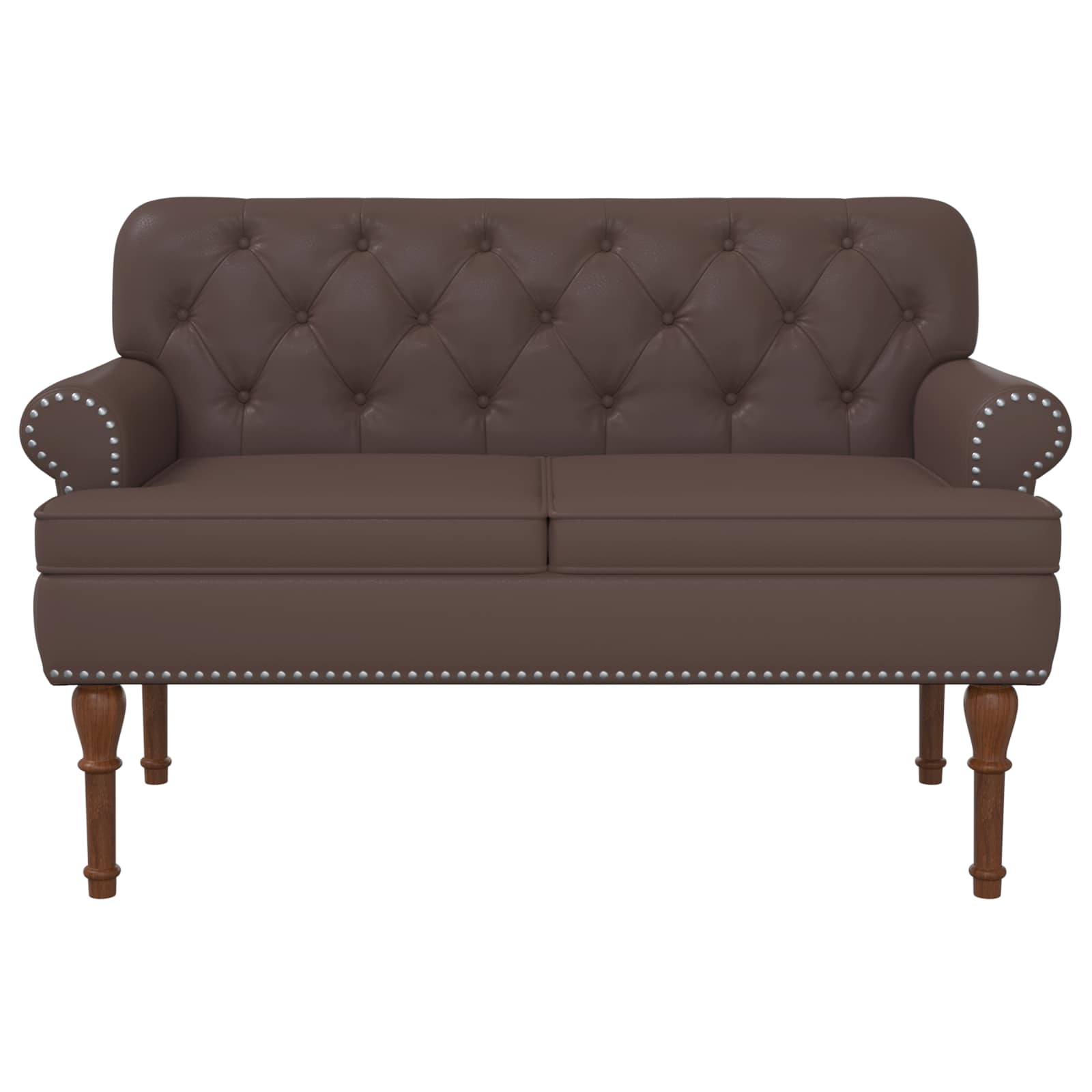 Love seat με κουμπιά Καφέ 120 x 65 x 77 εκ Τεχνητό Δέρμα