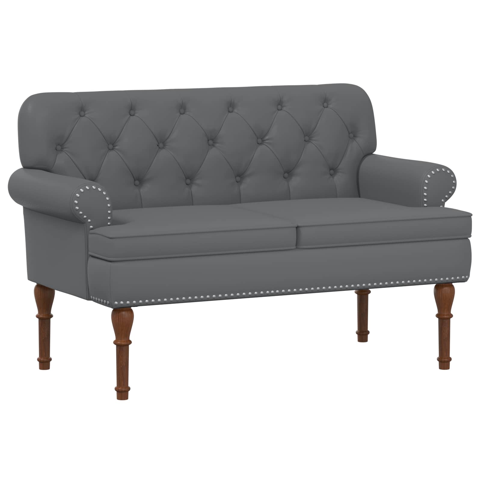 Love seat με κουμπιά Γκρι 120 x 65 x 77 εκ Τεχνητό Δέρμα - Pakobazaar