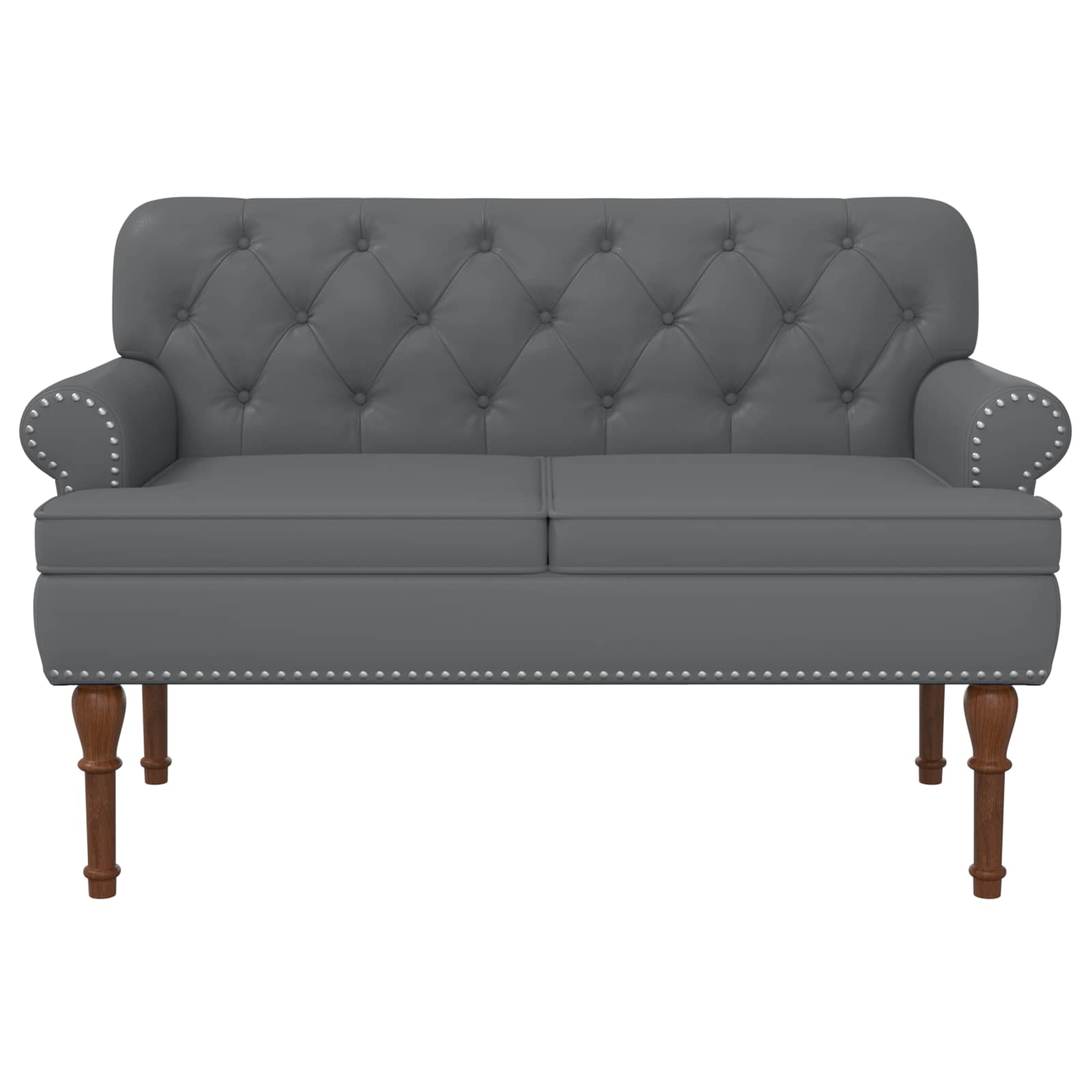 Love seat με κουμπιά Γκρι 120 x 65 x 77 εκ Τεχνητό Δέρμα - Pakobazaar