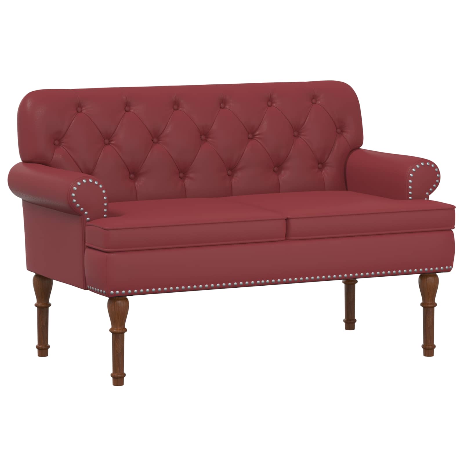 Love seat με κουμπιά Κόκκινο 120 x 65 x 77 εκ Τεχνητό Δέρμα - Pakobazaar