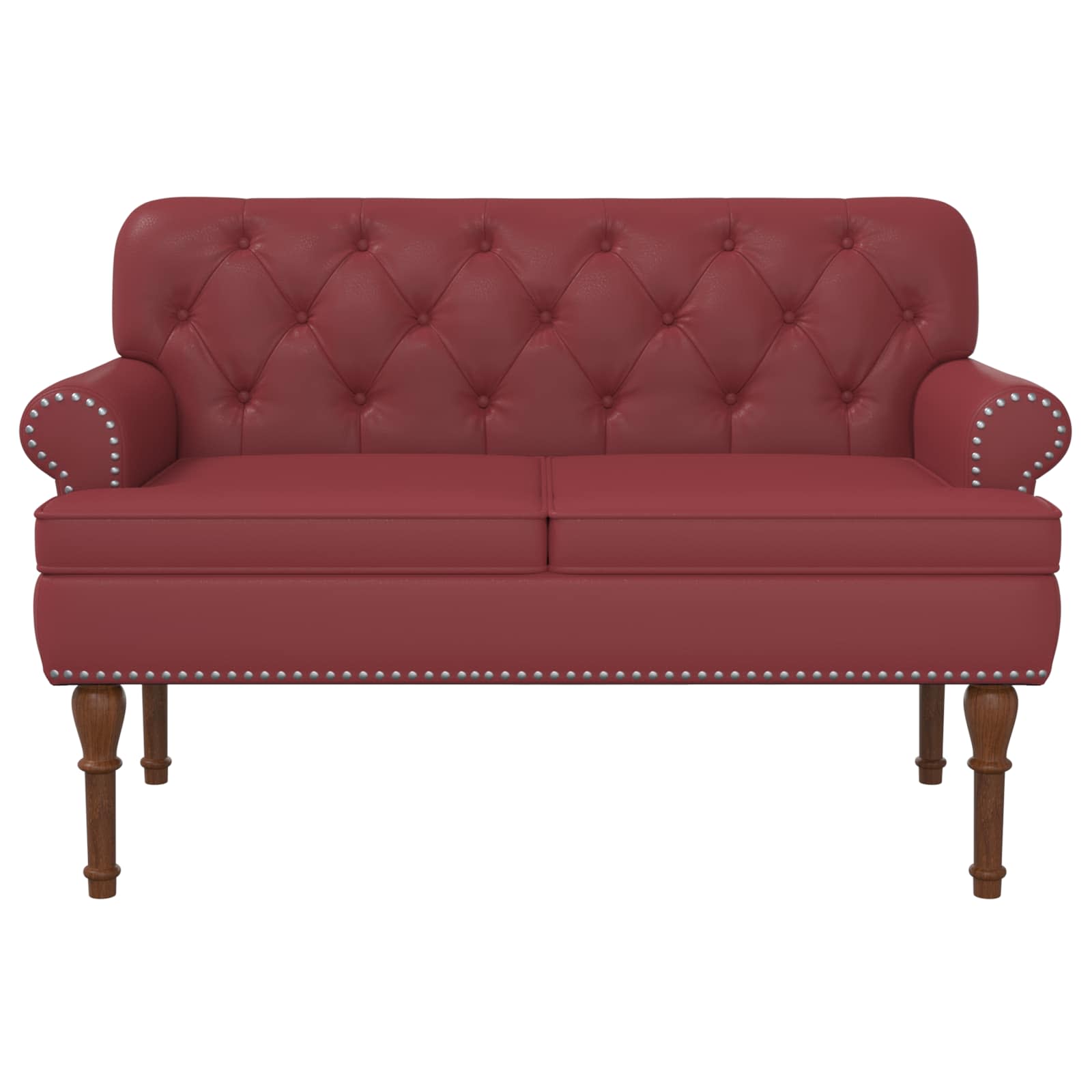 Love seat με κουμπιά Κόκκινο 120 x 65 x 77 εκ Τεχνητό Δέρμα - Pakobazaar