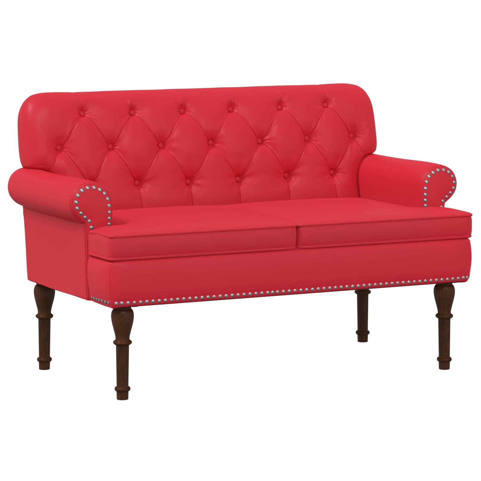 Love seat με κουμπιά Κόκκινο 120 x 65 x 77 εκ Τεχνητό Δέρμα - Pakobazaar