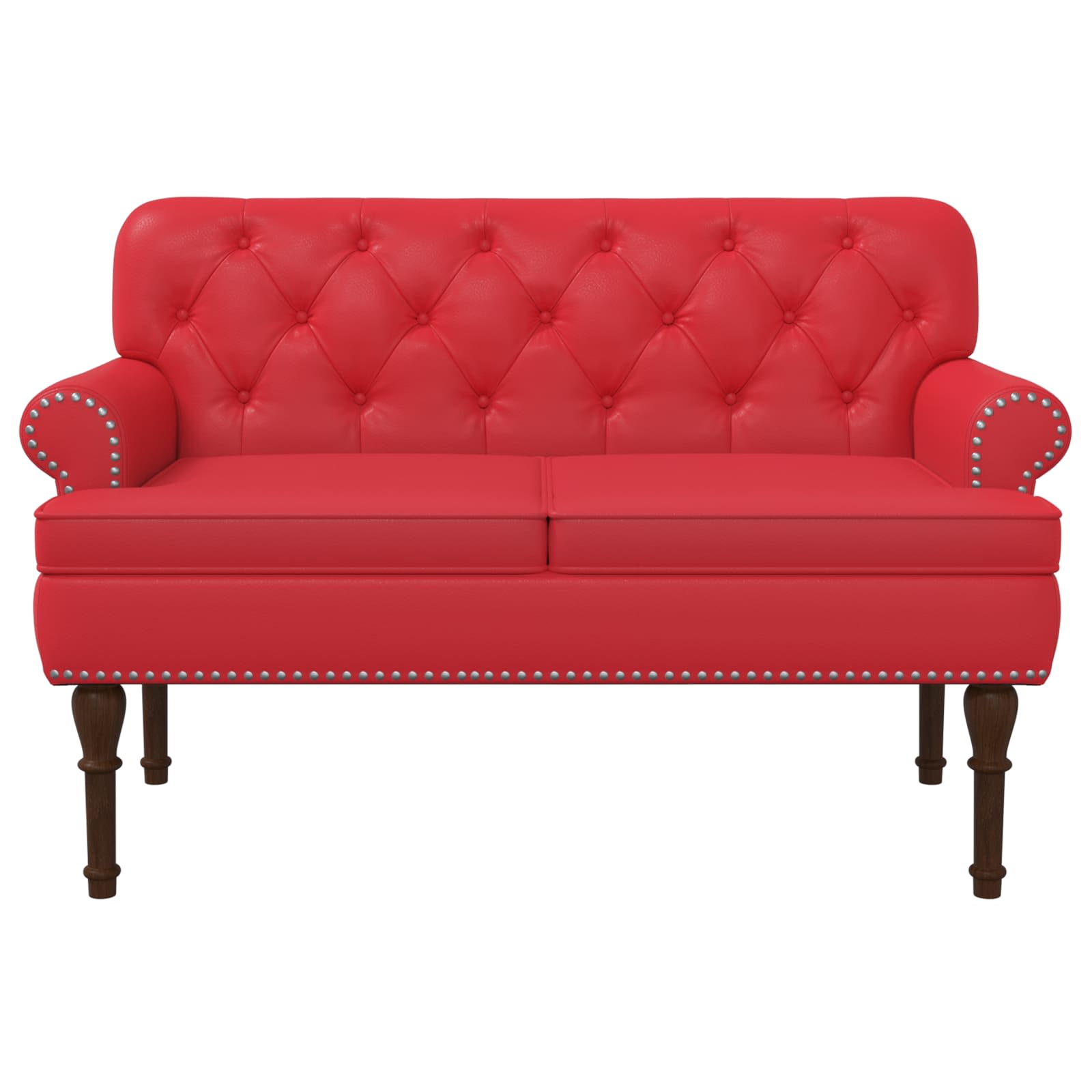 Love seat με κουμπιά Κόκκινο 120 x 65 x 77 εκ Τεχνητό Δέρμα - Pakobazaar