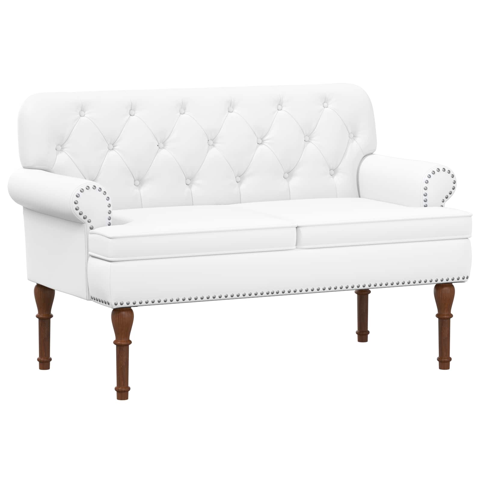 Love seat με κουμπιά Λευκό 120 x 65 x 77 εκ Τεχνητό Δέρμα - Pakobazaar