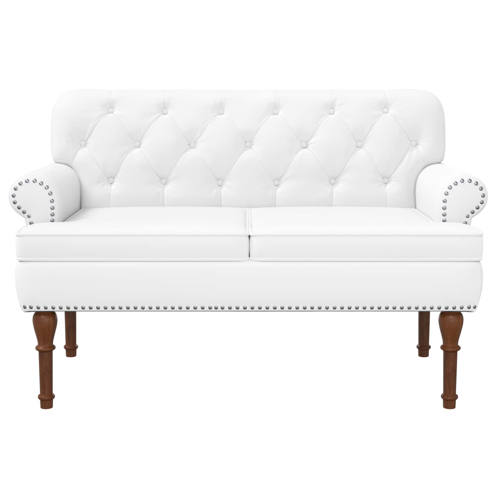 Love seat με κουμπιά Λευκό 120 x 65 x 77 εκ Τεχνητό Δέρμα - Pakobazaar