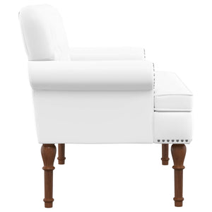 Love seat με κουμπιά Λευκό 120 x 65 x 77 εκ Τεχνητό Δέρμα - Pakobazaar