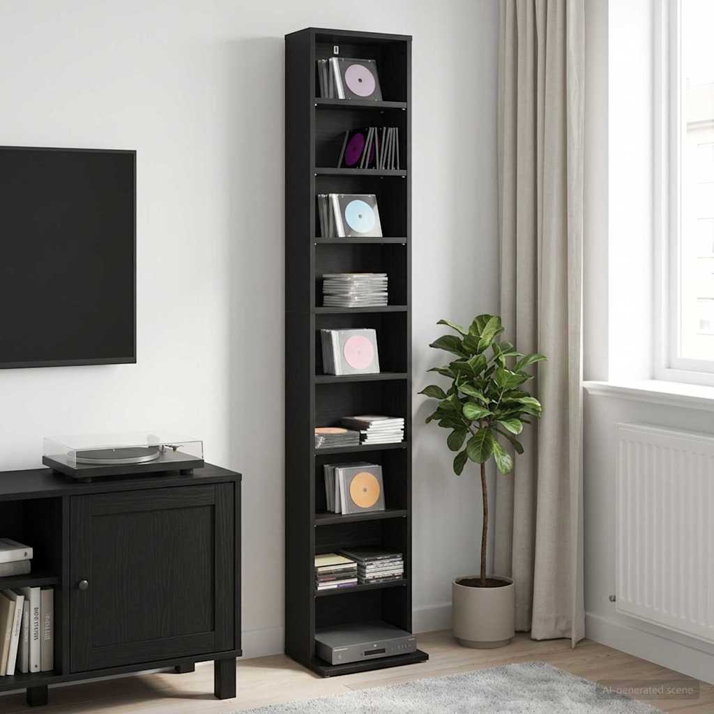 Ντουλάπα CD Μαύρη Δρυς 33 x 23,5 x 175 εκ. Επεξεργασμένο Ξύλο - Pakobazaar
