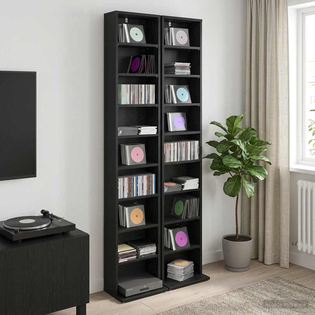 Ντουλάπα CD 2 τμχ. Μαύρη Δρυς 33 x 23,5 x 175 εκ. - Pakobazaar