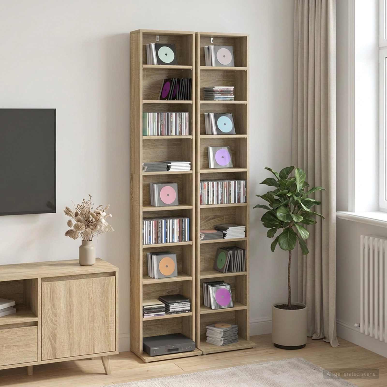 Ντουλάπα CD 2 τμχ. Sonoma Δρυς 33 x 23,5 x 175 εκ. - Pakobazaar