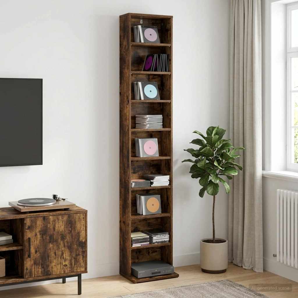 Ντουλάπα CD Καπνισμένο Ξύλο Δρυός 33 x 23,5 x 175 εκ.