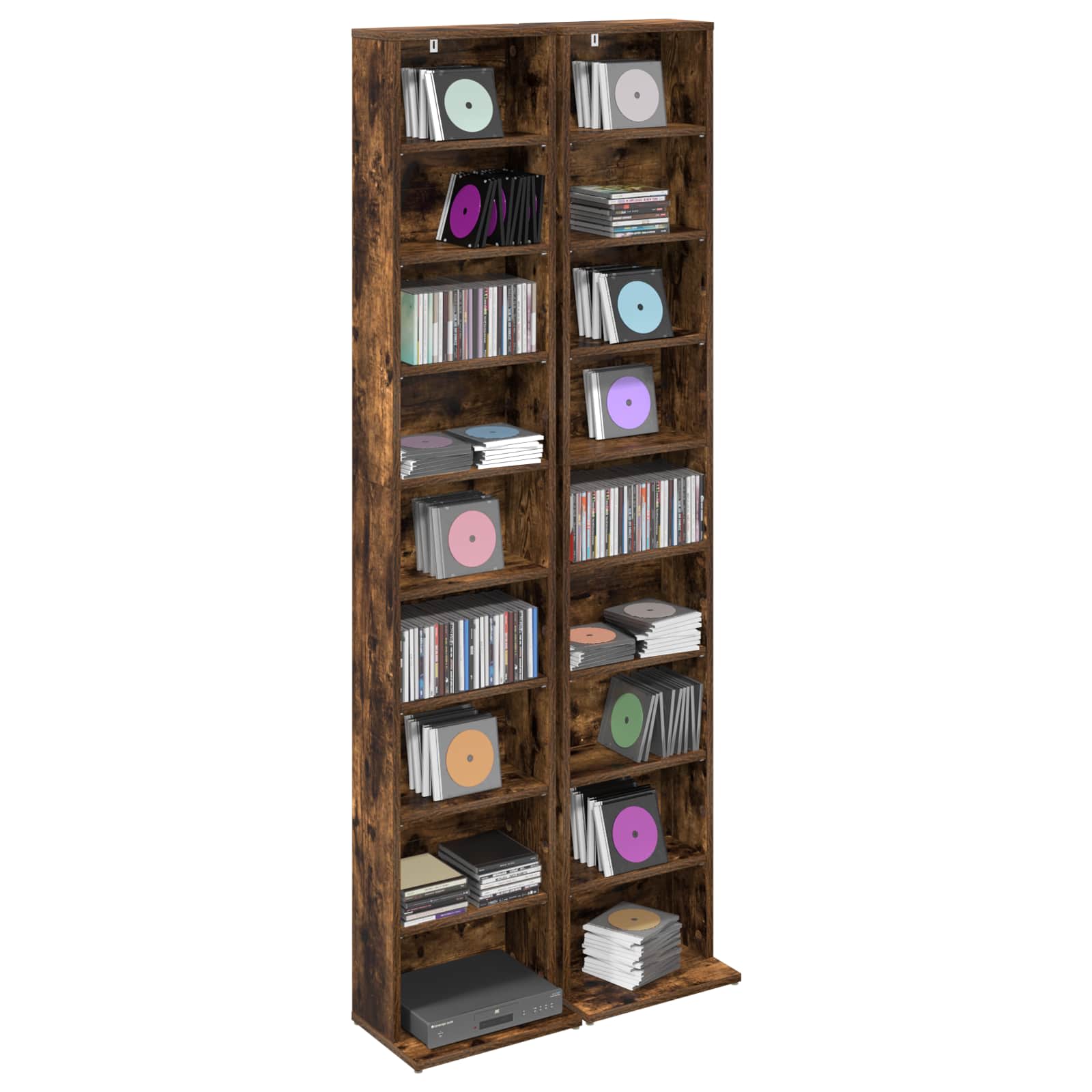 Ντουλάπα CD 2 τμχ. Καπνισμένο Ξύλο Δρυός 33 x 23,5 x 175 εκ.