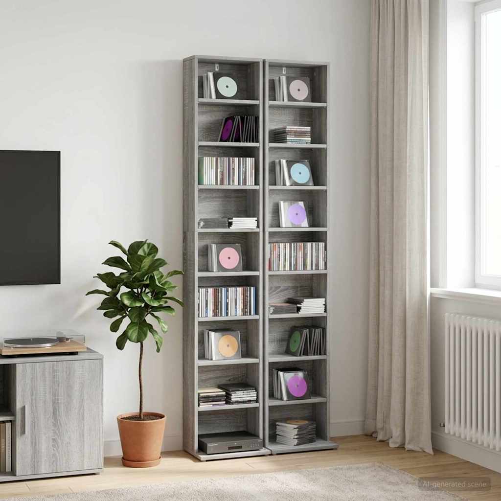 Ντουλάπα CD 2 τμχ. Γκρι Sonoma 33 x 23,5 x 175 εκ.