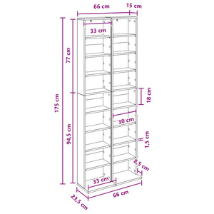 Ντουλάπα CD 2 τμχ. Γκρι Sonoma 33 x 23,5 x 175 εκ.