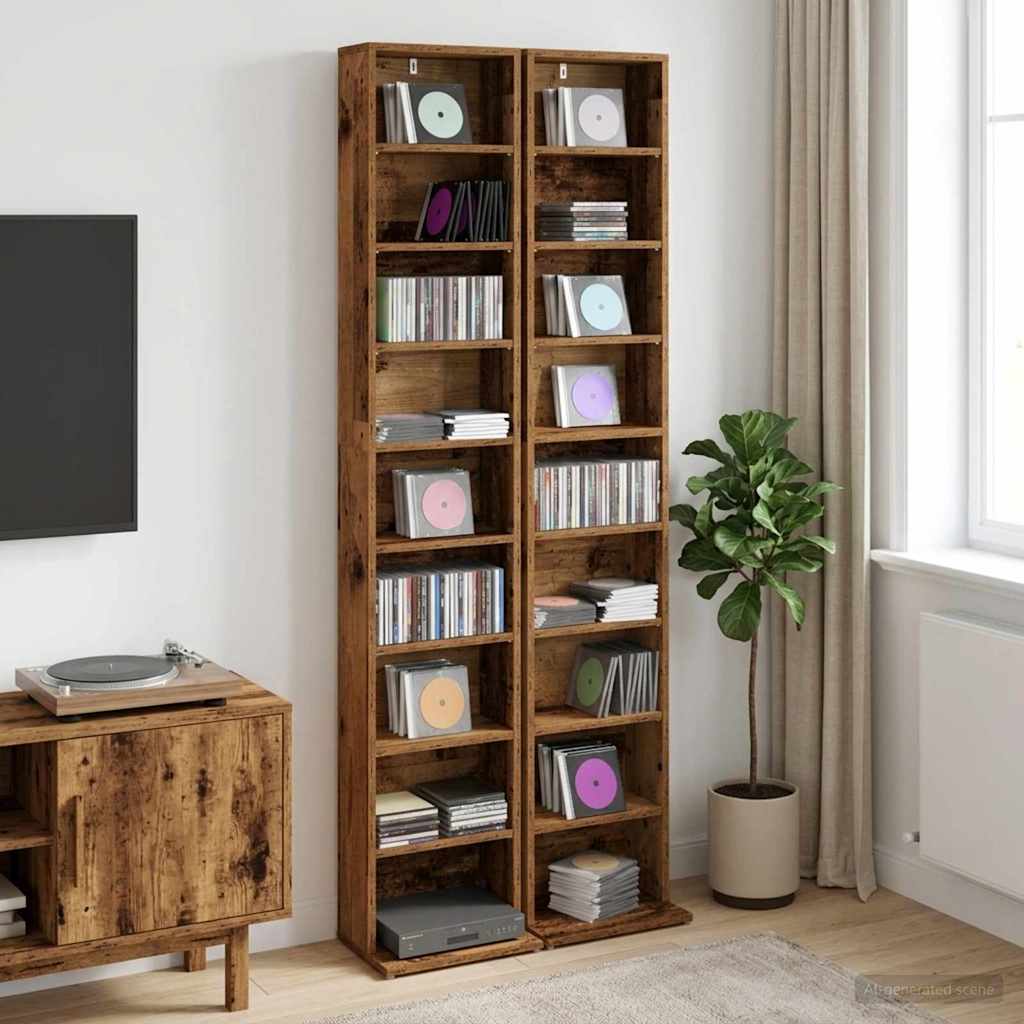 Ντουλάπα CD 2 τμχ. Παλαιωμένο ξύλο 33 x 23,5 x 175 εκ. - Pakobazaar