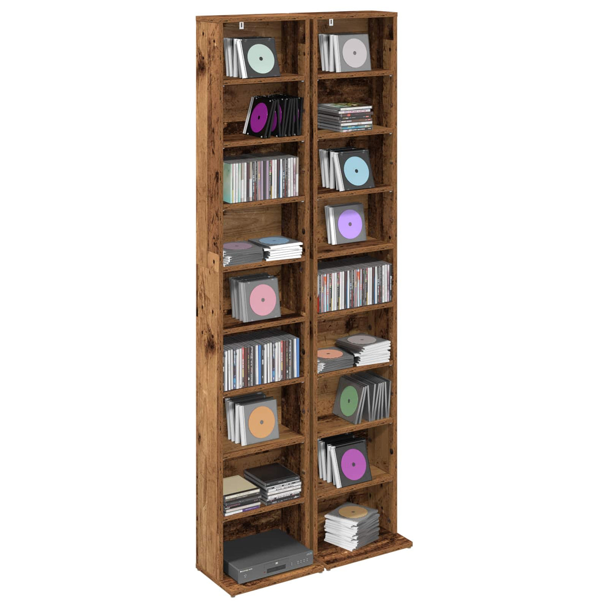 Ντουλάπα CD 2 τμχ. Παλαιωμένο ξύλο 33 x 23,5 x 175 εκ. - Pakobazaar