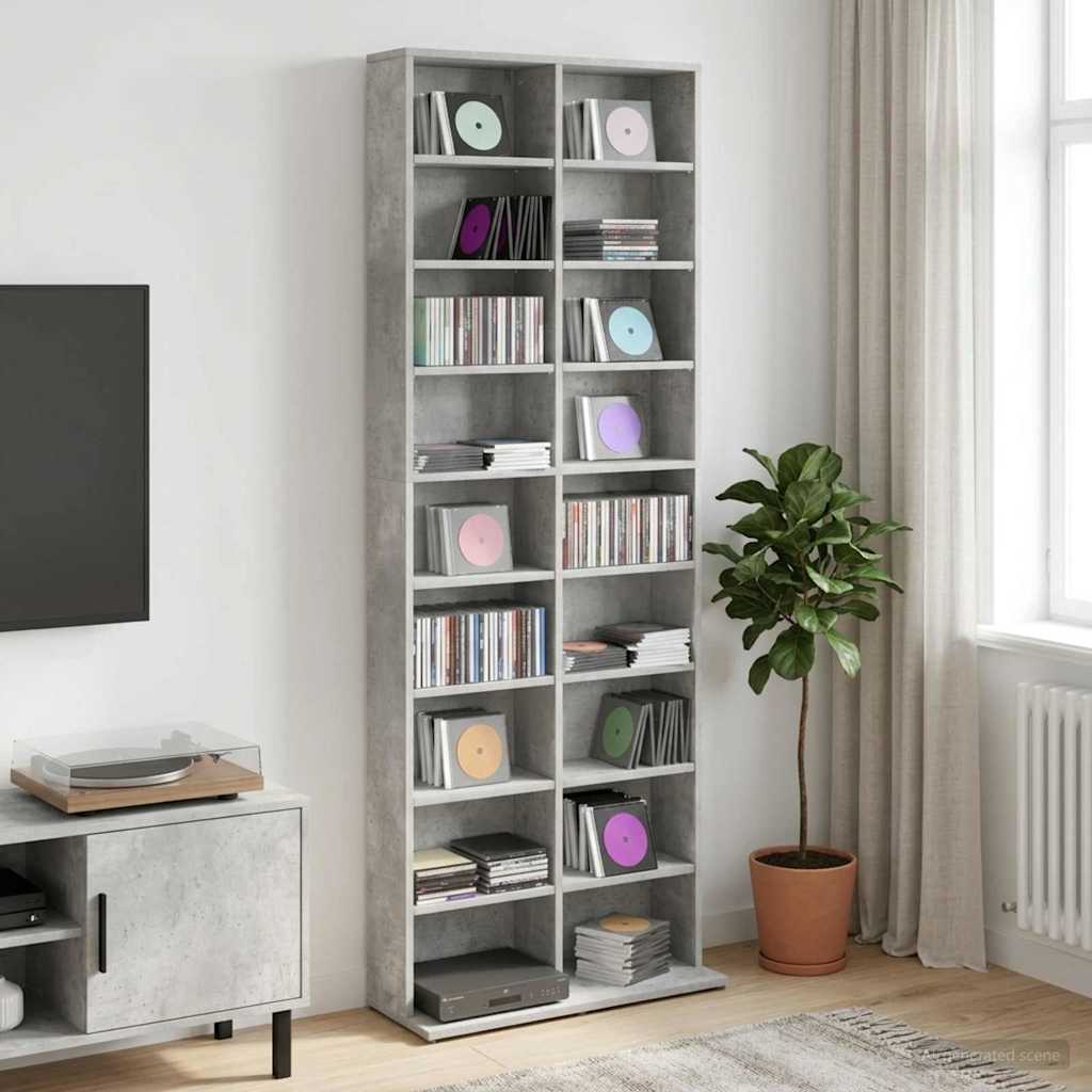 Ντουλάπα CD Γκρι Σκυροδέματος 65 x 23,5 x 175 εκ.