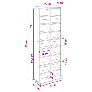 Ντουλάπα CD Γκρι Sonoma 65 x 23,5 x 175 εκ. Επεξεργασμένο Ξύλο