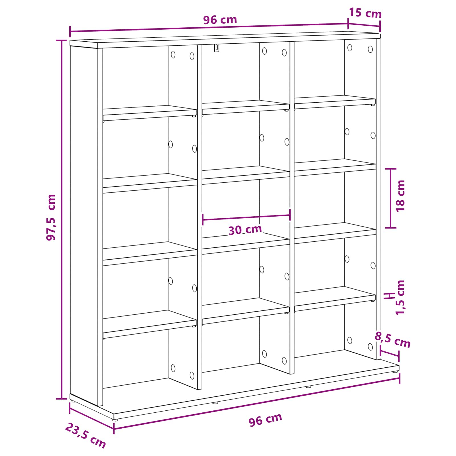 Ντουλάπα CD Καπνισμένο Ξύλο Δρυός 96 x 23,5 x 97,5 εκ. - Pakobazaar