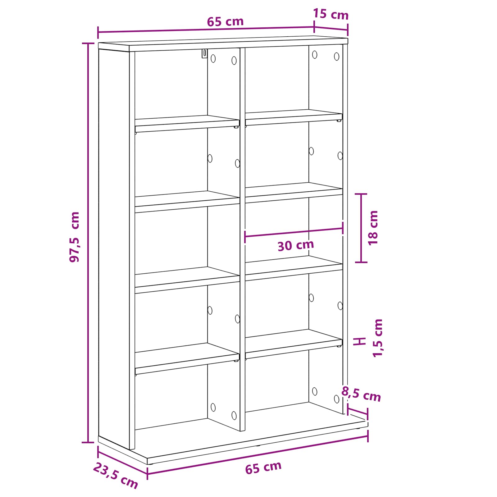 Ντουλάπα CD Μαύρη Δρυς 65 x 23,5 x 97,5 εκ. Επεξεργασμένο Ξύλο - Pakobazaar