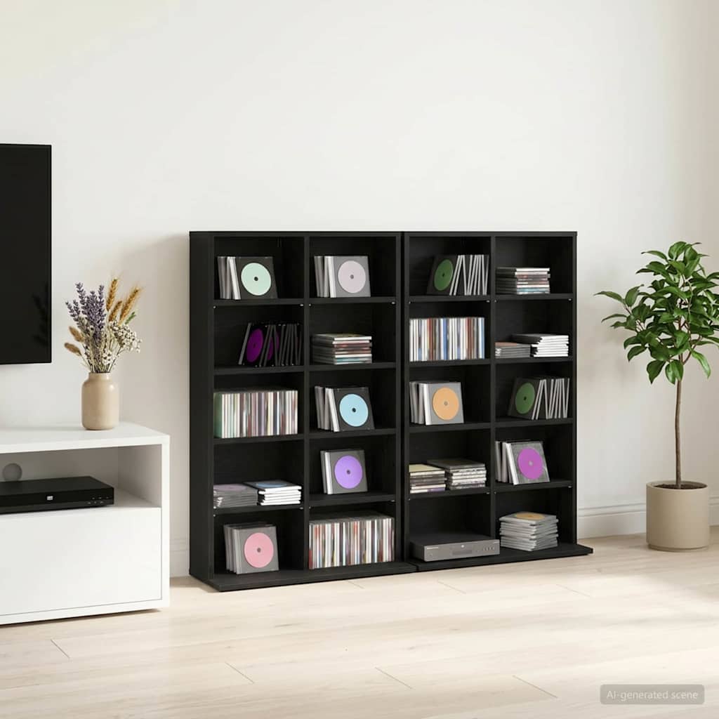 Ντουλάπα CD 2 τμχ. Μαύρη Δρυς 65 x 23,5 x 97,5 εκ. - Pakobazaar