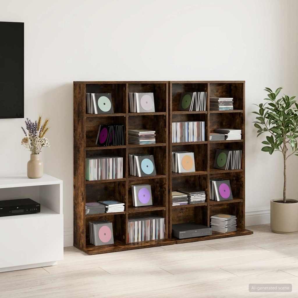 Ντουλάπα CD 2 τμχ. Καπνισμένο Ξύλο Δρυός 65 x 23,5 x 97,5 εκ. - Pakobazaar
