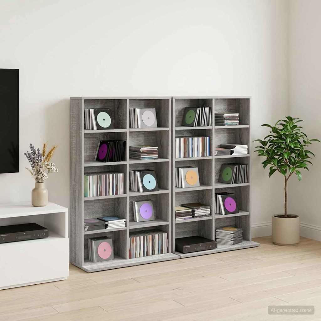 Ντουλάπα CD 2 τμχ. Γκρι Sonoma 65 x 23,5 x 97,5 εκ.