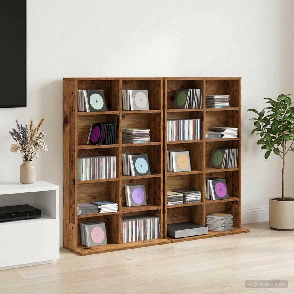 Ντουλάπα CD 2 τμχ. Παλαιωμένο ξύλο 65 x 23,5 x 97,5 εκ.