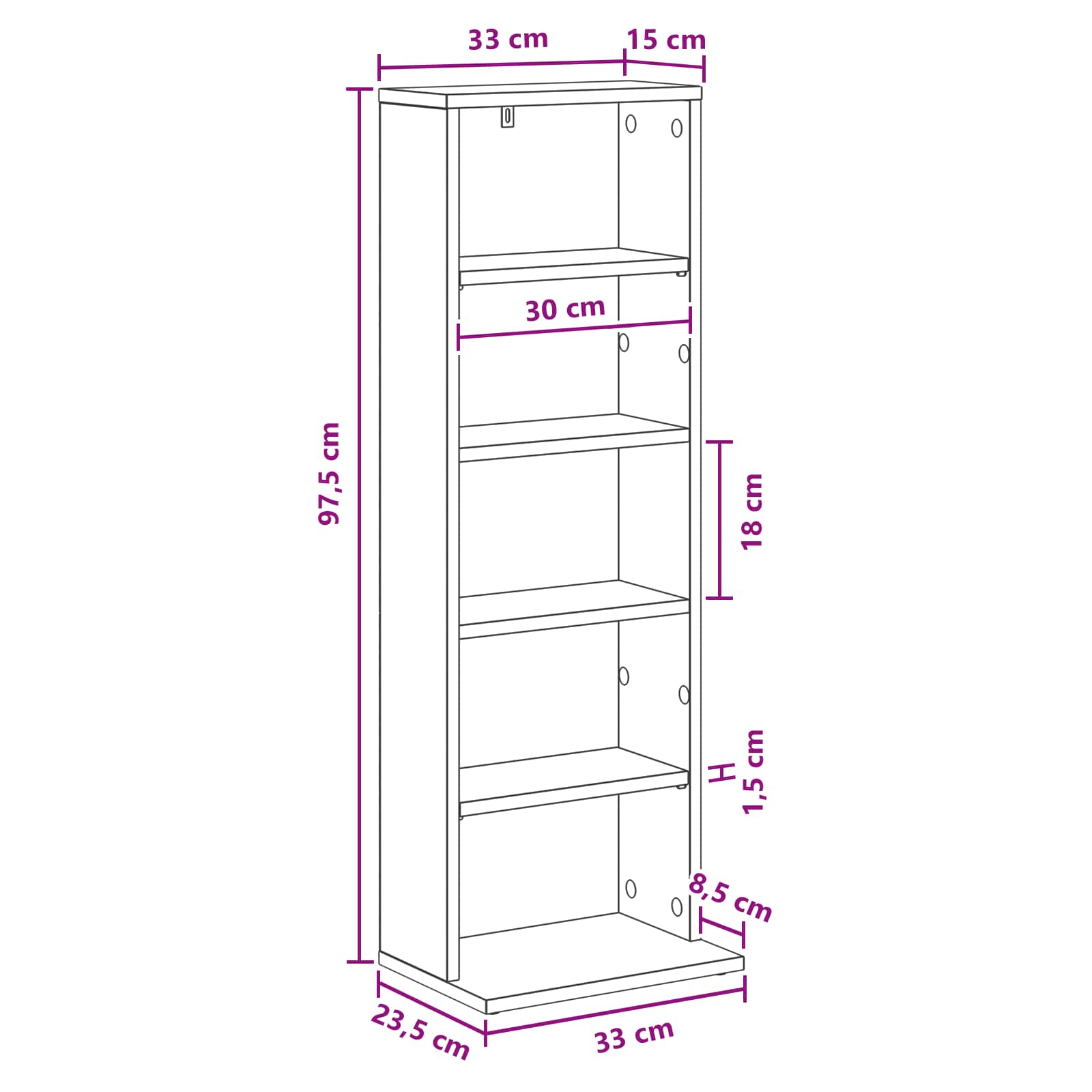 Ντουλάπα CD Λευκό 33 x 23,5 x 97,5 εκ. Επεξεργασμένο Ξύλο - Pakobazaar