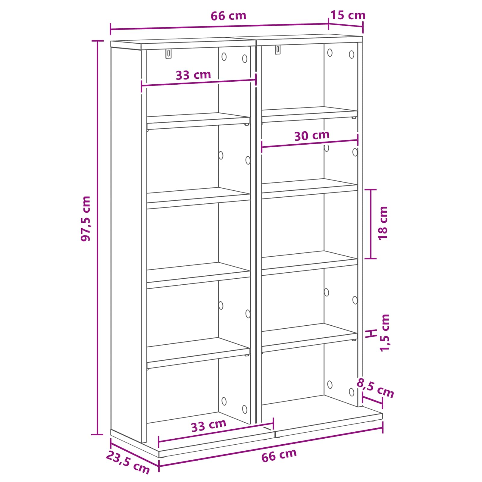 Ντουλάπα CD 2 τμχ. Λευκό 33 x 23,5 x 97,5 εκ. - Pakobazaar