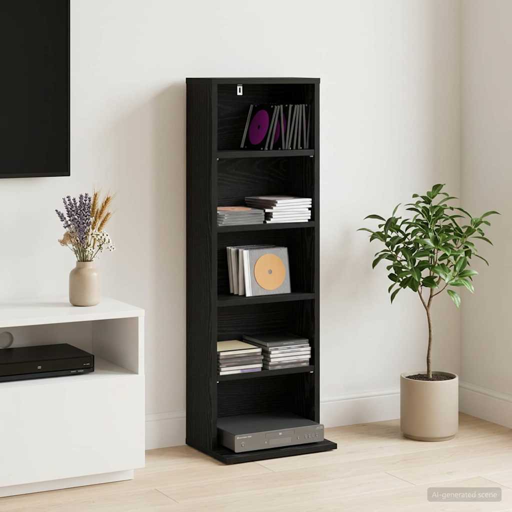 Ντουλάπα CD Μαύρη Δρυς 33 x 23,5 x 97,5 εκ. Επεξεργασμένο Ξύλο