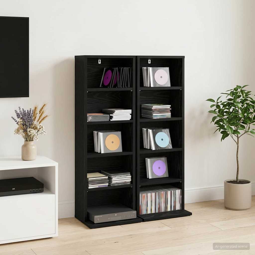 Ντουλάπα CD 2 τμχ. Μαύρη Δρυς 33 x 23,5 x 97,5 εκ.