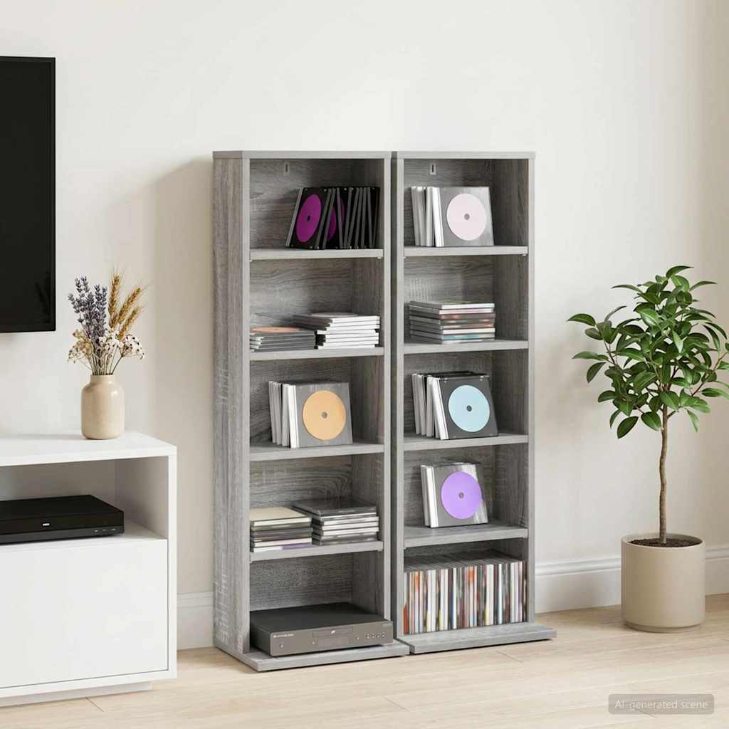 Ντουλάπα CD 2 τμχ. Γκρι Sonoma 33 x 23,5 x 97,5 εκ.