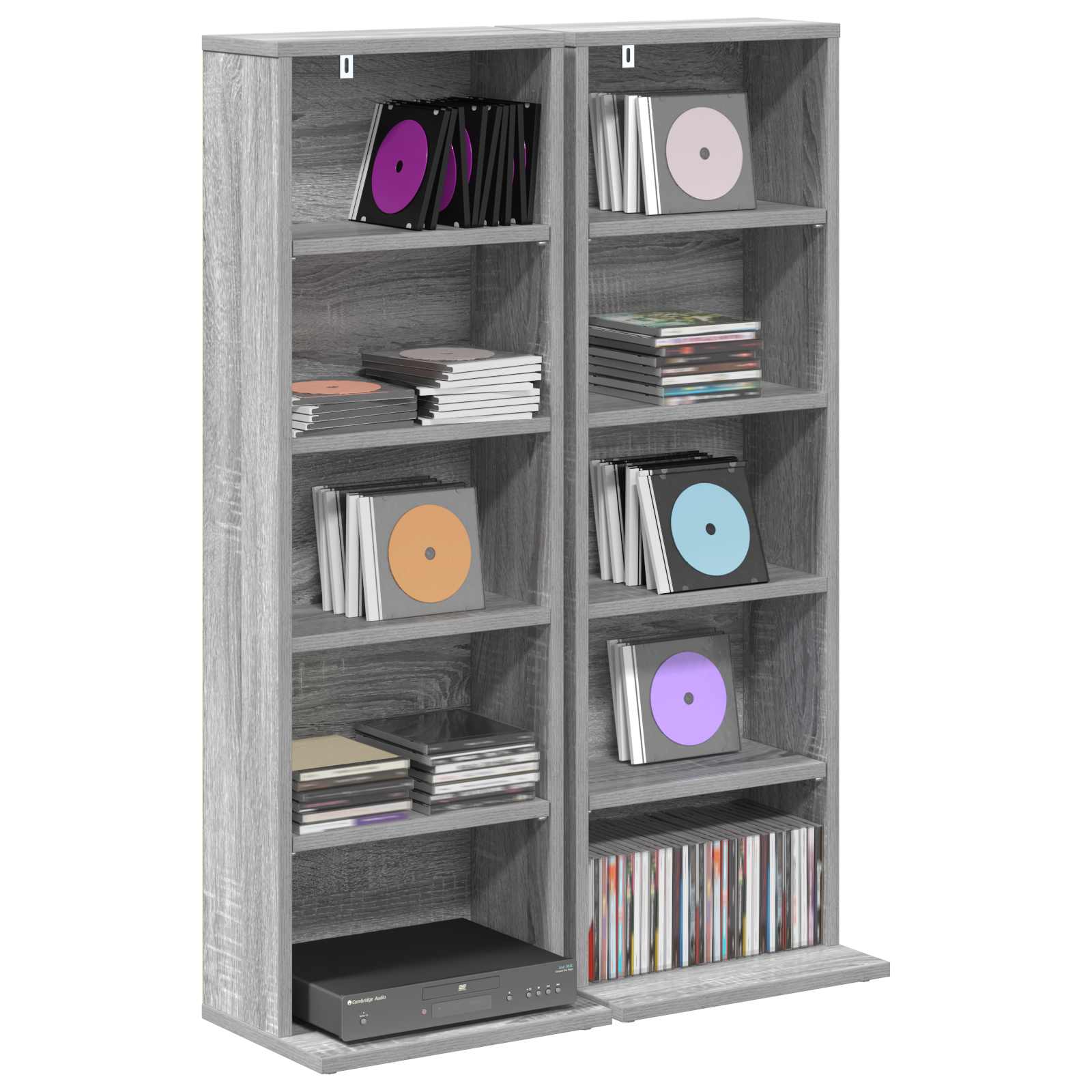 Ντουλάπα CD 2 τμχ. Γκρι Sonoma 33 x 23,5 x 97,5 εκ.